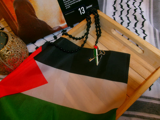 Chapelet perles noires Palestine